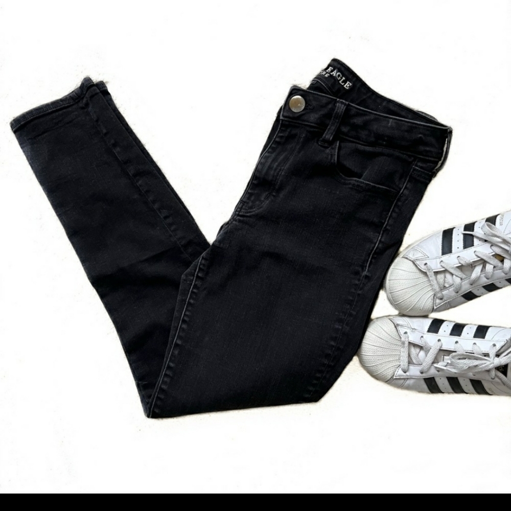 American Eagle Black Super Super Stretch X Mid Rise Jegging Ankle Jeans …